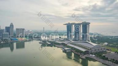 新加坡城市景观天际线与地标建筑日夜流逝新加坡城市